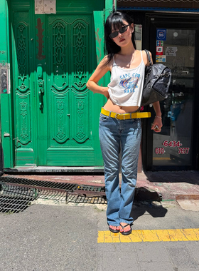 ASSAULT aw26美式复古印花度假钉珠外穿吊带背心女上衣