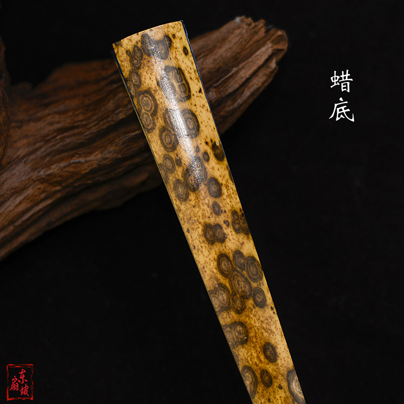 张超制95寸16方老梅鹿竹折扇巧节头型乌木芯苏工花斑竹文玩扇子