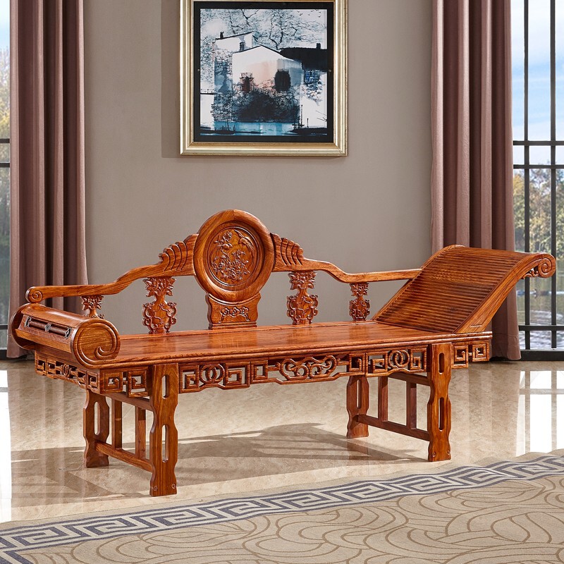 红木家具刺猬紫檀贵妃床中式实木美人榻非洲花梨单沙发仿古罗汉床