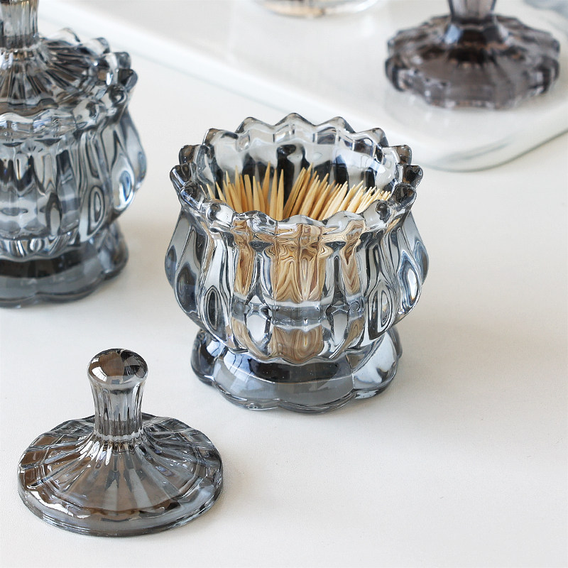 欧式轻奢牙签盒水晶玻璃收纳罐家用高档 西餐厅调味罐糖果罐精致,收纳整理,牙签盒,淘宝优惠券,粉丝福利购,淘宝优惠卷