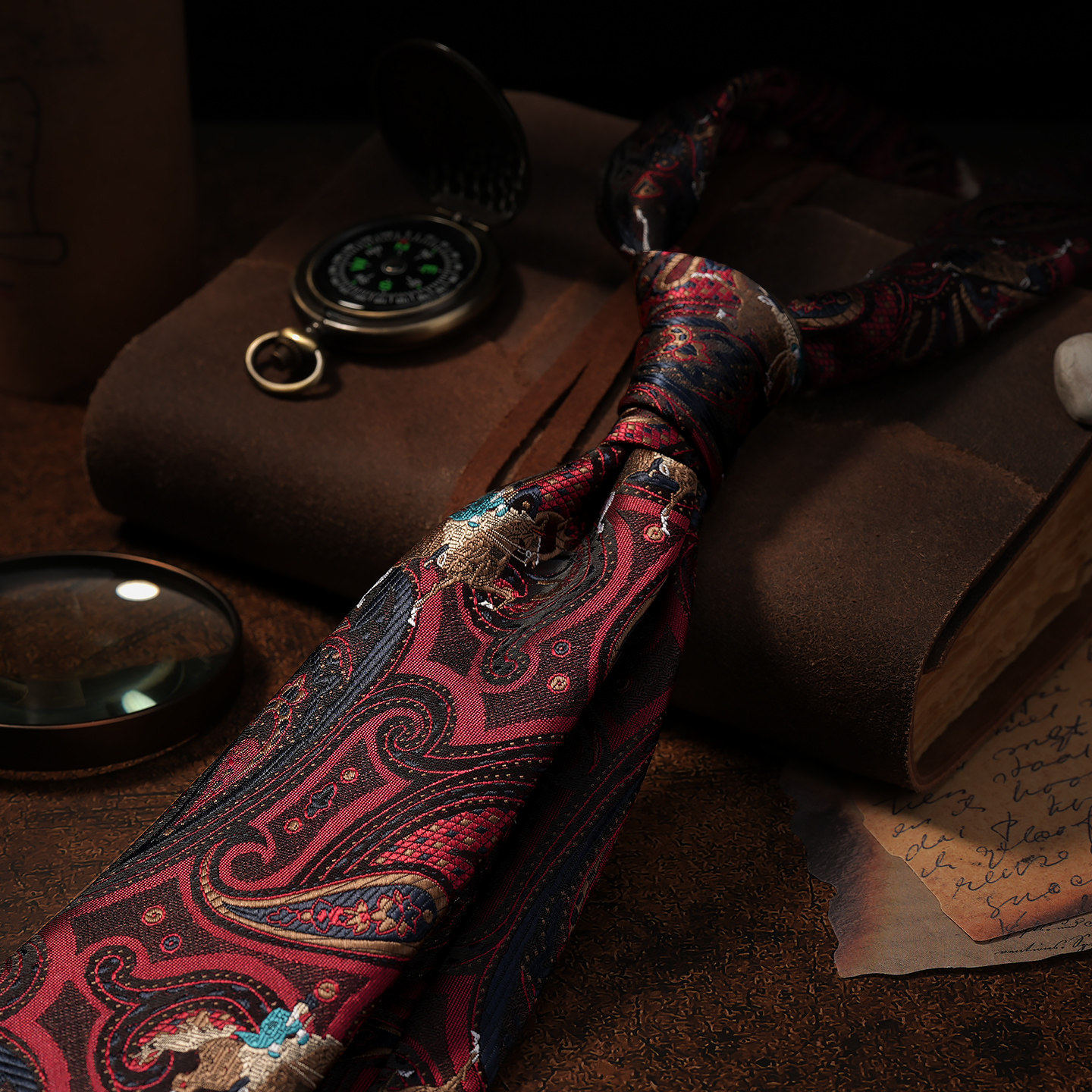 领带男复古佩里斯花纹休闲腰果花手打正装职业高级感韩版西服衬衫