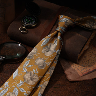 男士领带复古时尚休闲花朵手打8cm西装高级感职业结婚新郎礼盒装