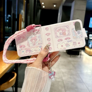 粉色貼紙甜點兔三星GalaxyZflip6手機殼適用三星zflip5全包折疊殼