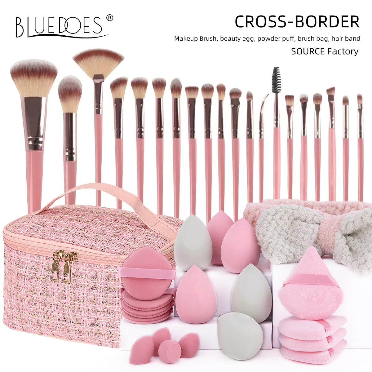 跨境40件套化妆刷美容工具大组合套装眼影刷化妆包粉扑temu代发,彩妆/香水/美妆工具,化妆刷,淘宝优惠券,粉丝福利购,淘宝优惠卷