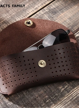 CONTACTS FAMILY复古眼镜盒皮质翻盖式创意眼镜收纳皮套现货