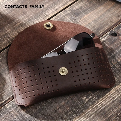 CONTACTS FAMILY复古眼镜盒皮质翻盖式创意眼镜收纳皮套现货