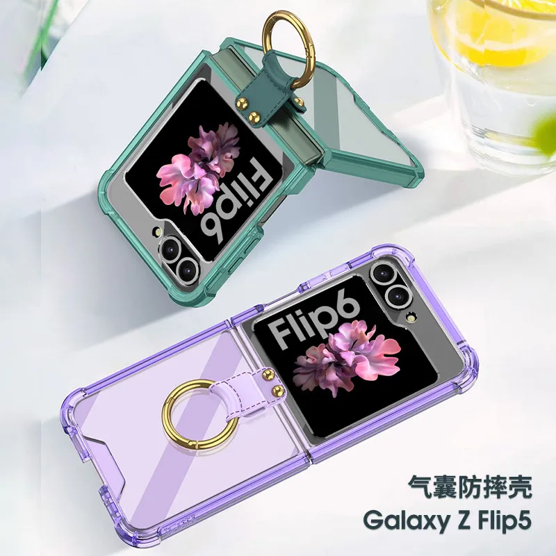 GKK防摔手机壳适用三星z flip6手机壳气囊保护透明指环支架保护套