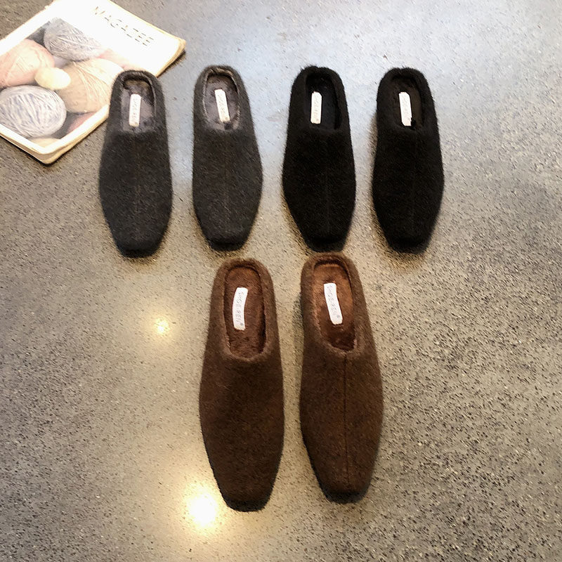 2025年冬季新款内增高加绒保暖毛毛鞋女方头一脚蹬穆勒包头半拖鞋,女鞋,毛毛鞋,淘宝优惠券,粉丝福利购,淘宝优惠卷