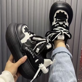 小个子厚底运动鞋 欧洲站加绒老爹鞋 大头板鞋 增高面包鞋 女2525冬季