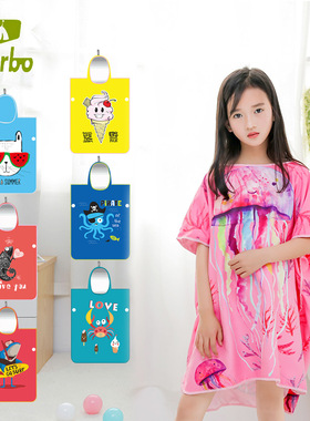 Hiturbo儿童浴袍斗篷披风速干巾沙滩游泳连帽卡通潜水防晒海泰博