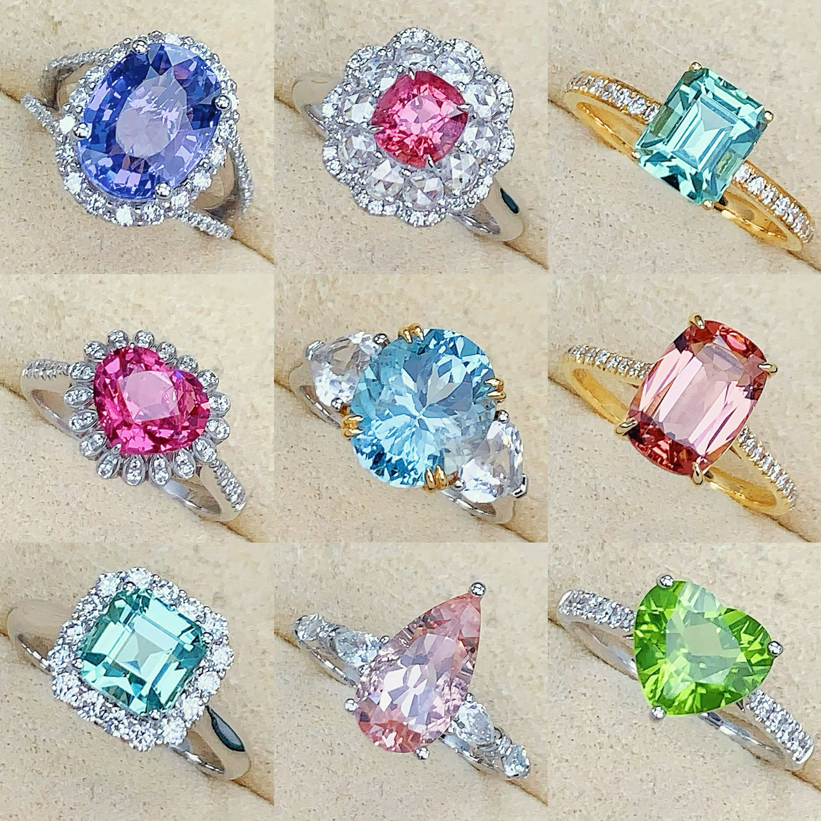天然粉摩根戒指女18K金镶嵌钻手饰