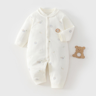 新生婴儿衣服a类纯棉40g夹棉连体衣小月龄宝宝秋冬季 薄棉打底哈衣