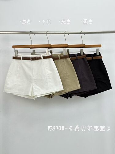 希贝尔XIBEIER短裤2026夏季新款老钱风短裤女简约洗水棉直筒裤子