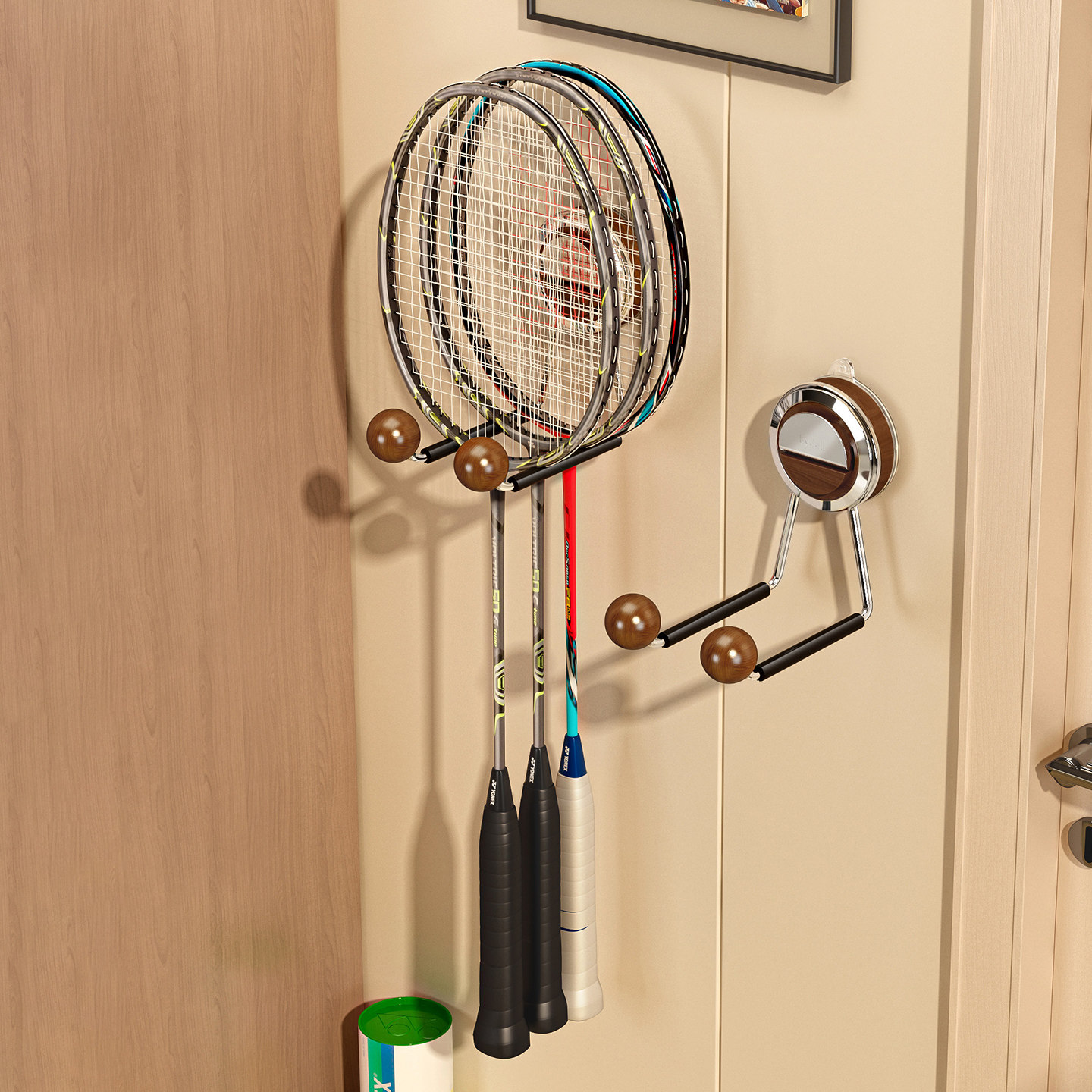 羽毛球拍收纳架拍子挂墙展示球馆免打孔吸盘挂钩乒乓网球拍放置架,收纳整理,运动器材收纳用具,淘宝优惠券,粉丝福利购,淘宝优惠卷
