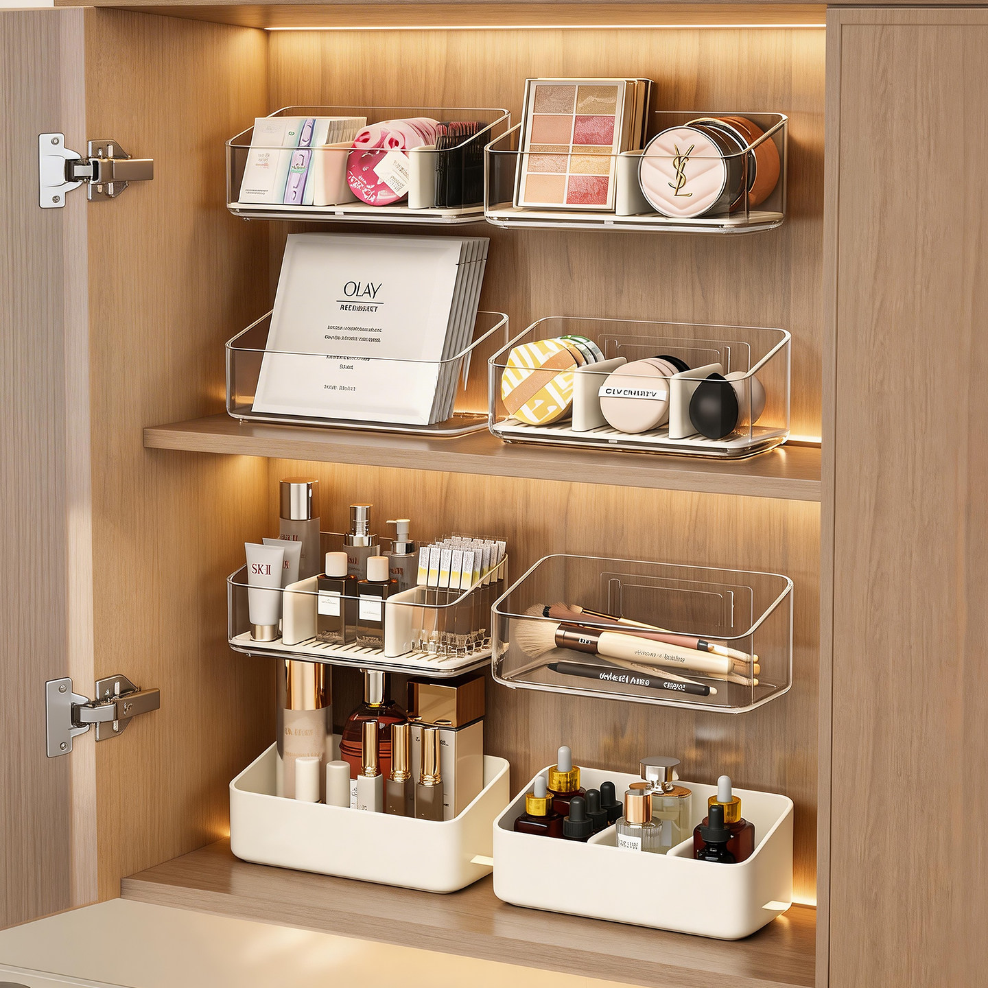 镜柜收纳盒壁挂分层隔板卫生间神器化妆品口红面膜浴室柜内置物架