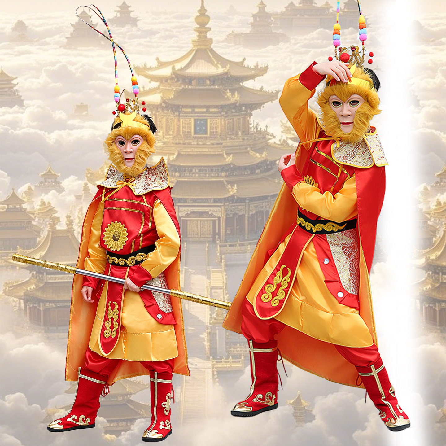 孙悟空儿童服装全套齐天大圣cos中国风小孩成人美猴王演出服幼儿