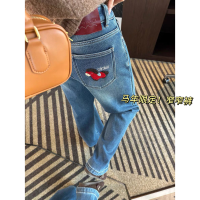 新年限定！窄版加绒直筒牛仔裤