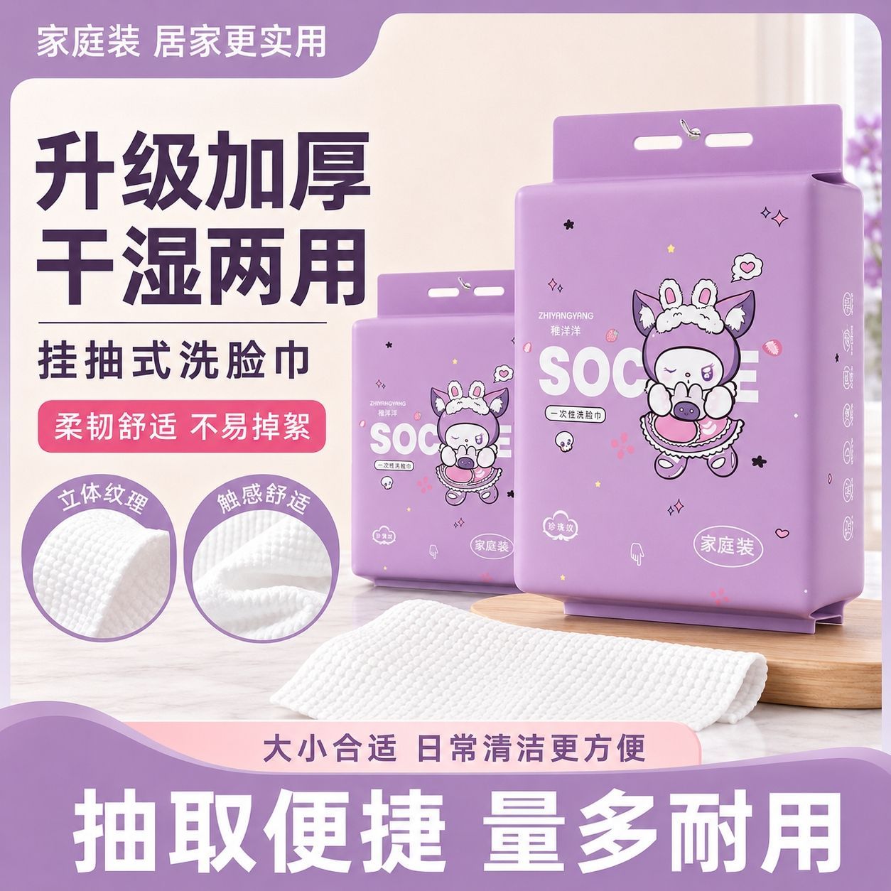 加厚一次性洗脸巾挂抽式干湿两用便携家用洁面巾柔韧舒适