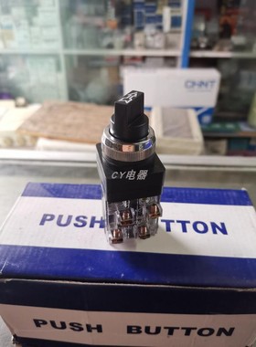 自锁旋钮选择按钮开关两挡TSS-25X2孔径25MM 6A一常开一常闭黑色