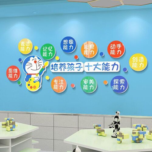 美术教室布置幼儿园走廊墙面装饰托管育班文化环创主题装饰立体贴
