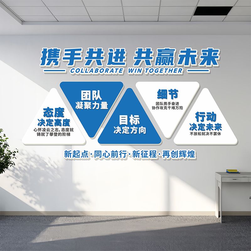 企业文化墙贴定制公司形象墙会议办公室背景墙面装饰布置励志标语图片