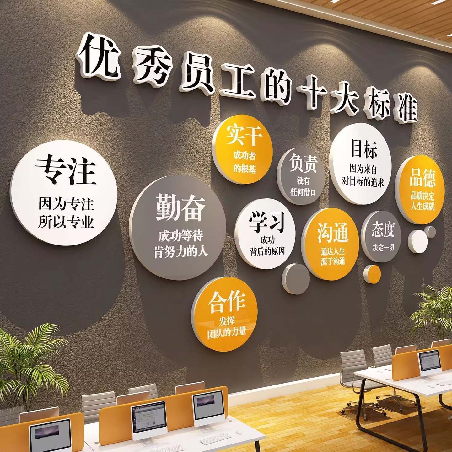 形象墙面贴优秀员工励志标语布置画企业文化办公室司会议氛围装饰