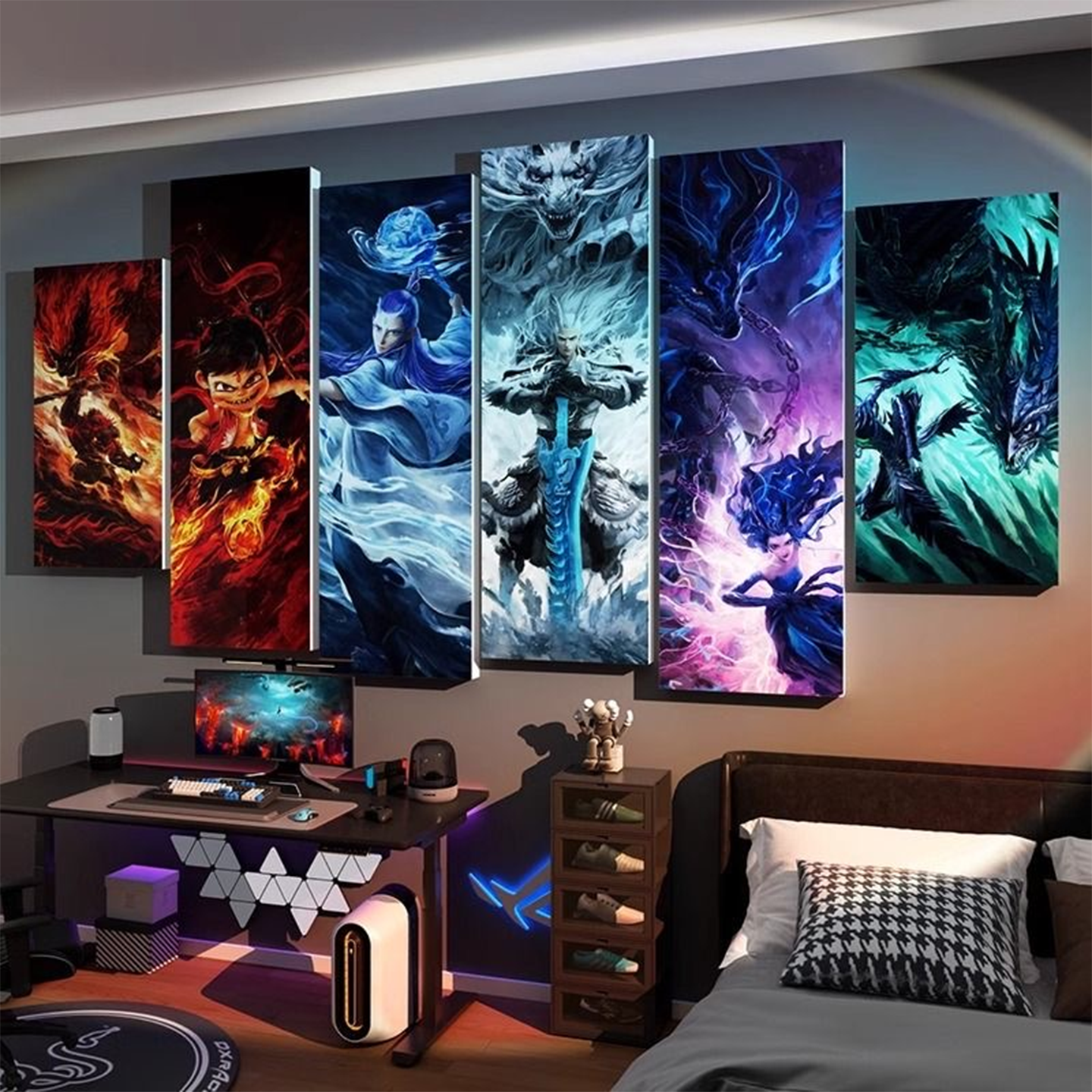 哪咤2魔童闹海电竞房间布置装饰男生卧室墙面挂画改造二次元,家居饰品,文化墙贴,淘宝优惠券,粉丝福利购,淘宝优惠卷
