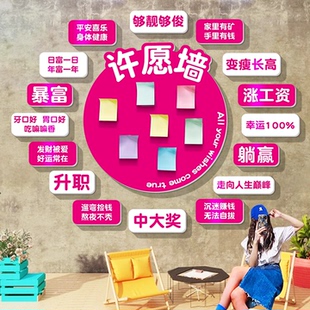 网红拍照区布置许愿墙打卡互动形象背景墙贴纸奶茶咖啡店墙面装饰