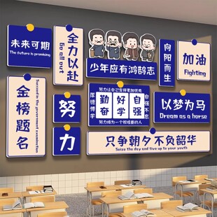 新青年班级装饰文化墙贴教室布置初高中励志标语黑板报海报贴画
