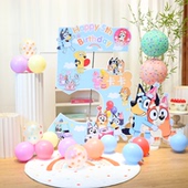 儿童生日布置布鲁伊bluey主题派对气球KT板定制数字装 饰背景墙