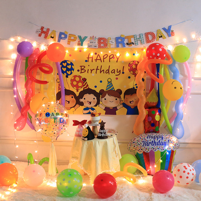 ins长条气球背景墙装饰