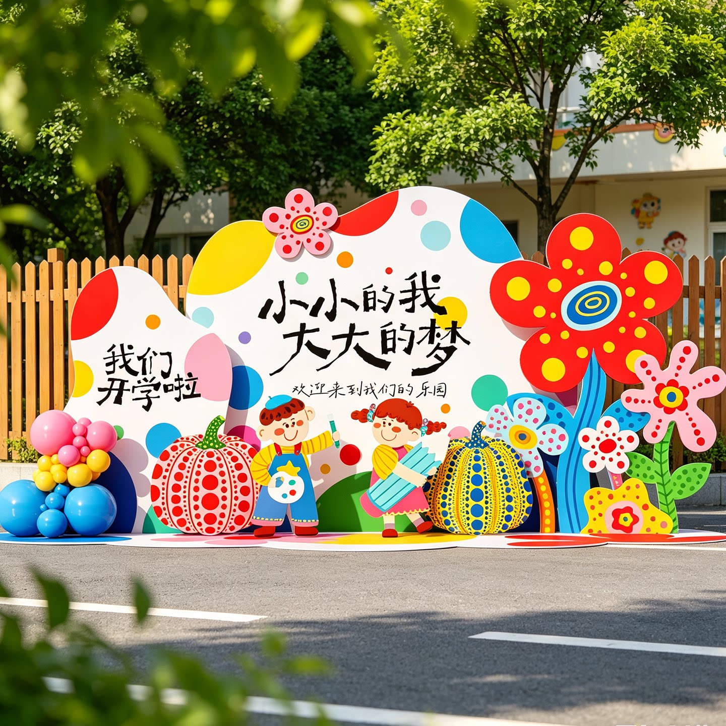 2026开学迎新典礼场景布置幼儿园小学气球装饰氛围kt板定制背景墙