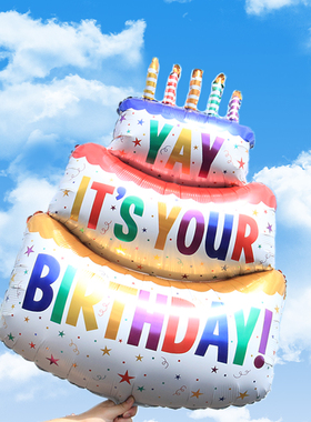 ins彩色蛋糕气球儿童生日派对装饰白色雏菊笑脸花朵拍照装扮布置