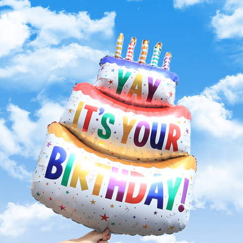 ins彩色生日蛋糕花朵气球