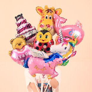 宝宝玩具幼儿园手拿儿童生日派对装饰创意手持迷你卡通铝膜气球