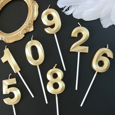 复古风金色数字宝宝周岁生日蜡烛