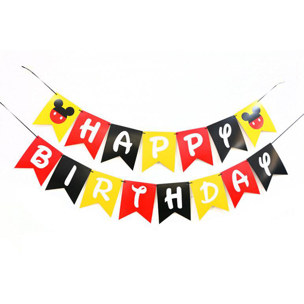 米妮鼠宝宝周岁主题背景墙拉旗