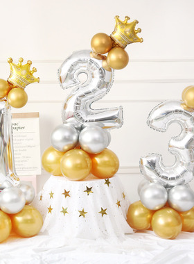 数字0-9气球立柱路引宝宝生日周岁百天100天满月派对装饰场景布置