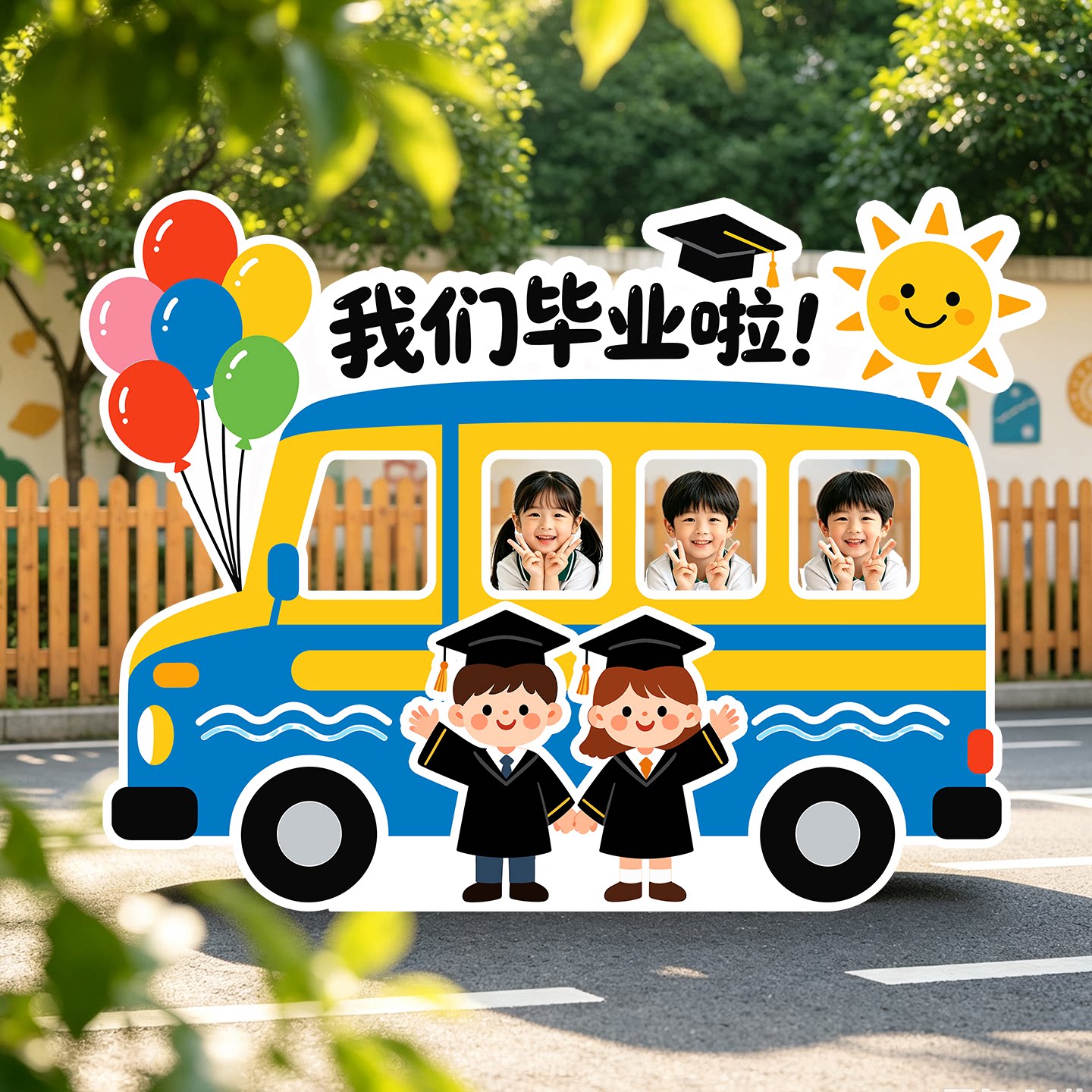小学幼儿园大班毕业季典礼场景布置氛围装饰拍照道具打卡背景kt板