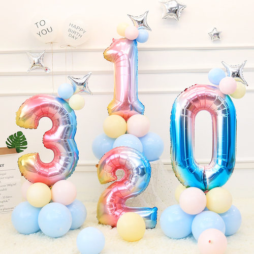 数字立柱宝宝周岁生日满月气球