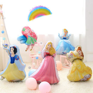 迪士尼三公主造型气球白雪公主贝尔灰姑娘睡美人主题女孩生日派对