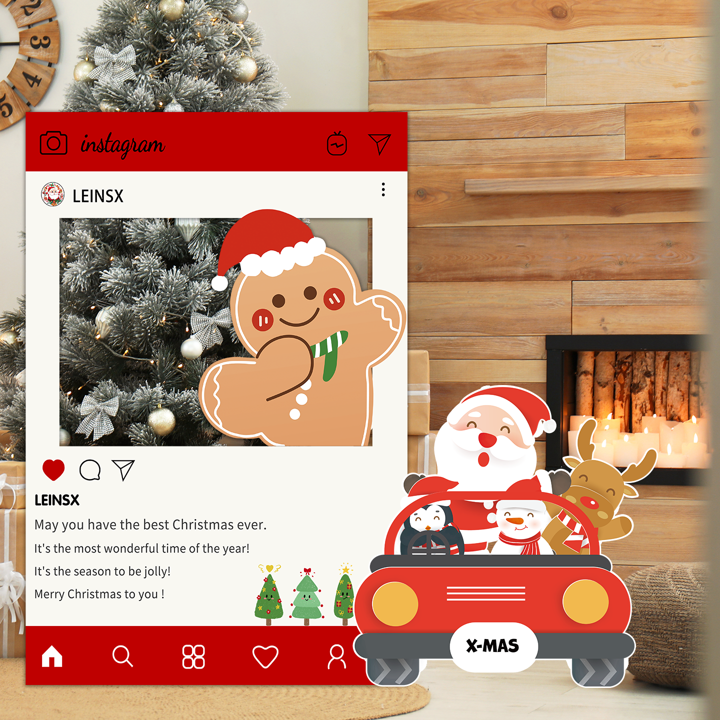圣诞树平安夜氛围感装饰场景布置商场店铺活动打卡拍照框KT板立牌