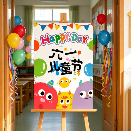 小学幼儿园61六一儿童节场景布置班级教室门口氛围装饰迎宾牌kt板