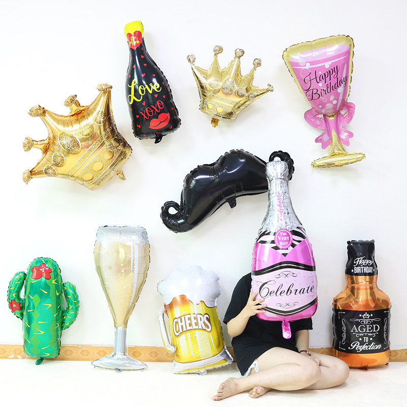 酒吧KTV活动场地婚庆生日派对酒杯香槟威士忌布置装饰铝膜气球