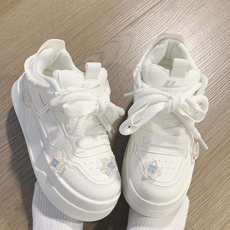 回力白色原创星星厚底板鞋