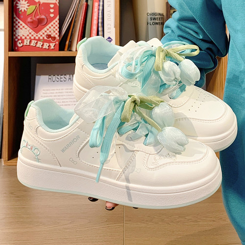 回力原创花仙子厚底小白鞋