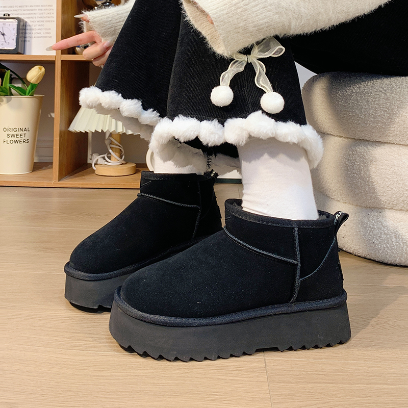 回力黑色雪地靴冬季加绒棉鞋