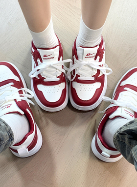 回力红色情侣鞋子男鞋2025新款厚底小白鞋女百搭运动休闲爆款板鞋