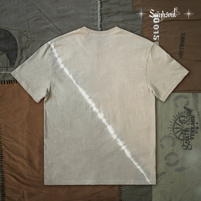 双色纯棉不对称扎染T恤洋葱皮