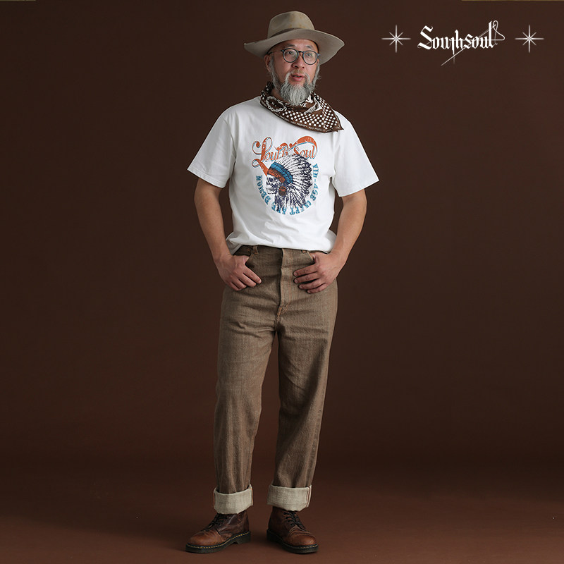 southsoul赤耳红边原牛牛仔裤